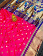 Eloquence Dark Pink Paithani Silk Saree With Inspiring Blouse Piece