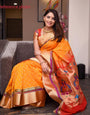 Enticing Orange Paithani Silk Saree With Ailurophile Blouse Piece