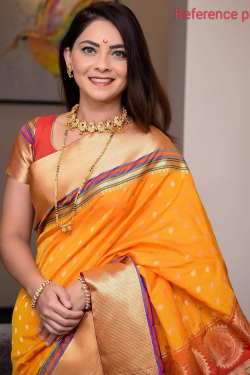Load image into Gallery viewer, Enticing Orange Paithani Silk Saree With Ailurophile Blouse Piece
