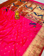 Incomparable Dark Pink Paithani Silk Saree With Lassitude Blouse Piece