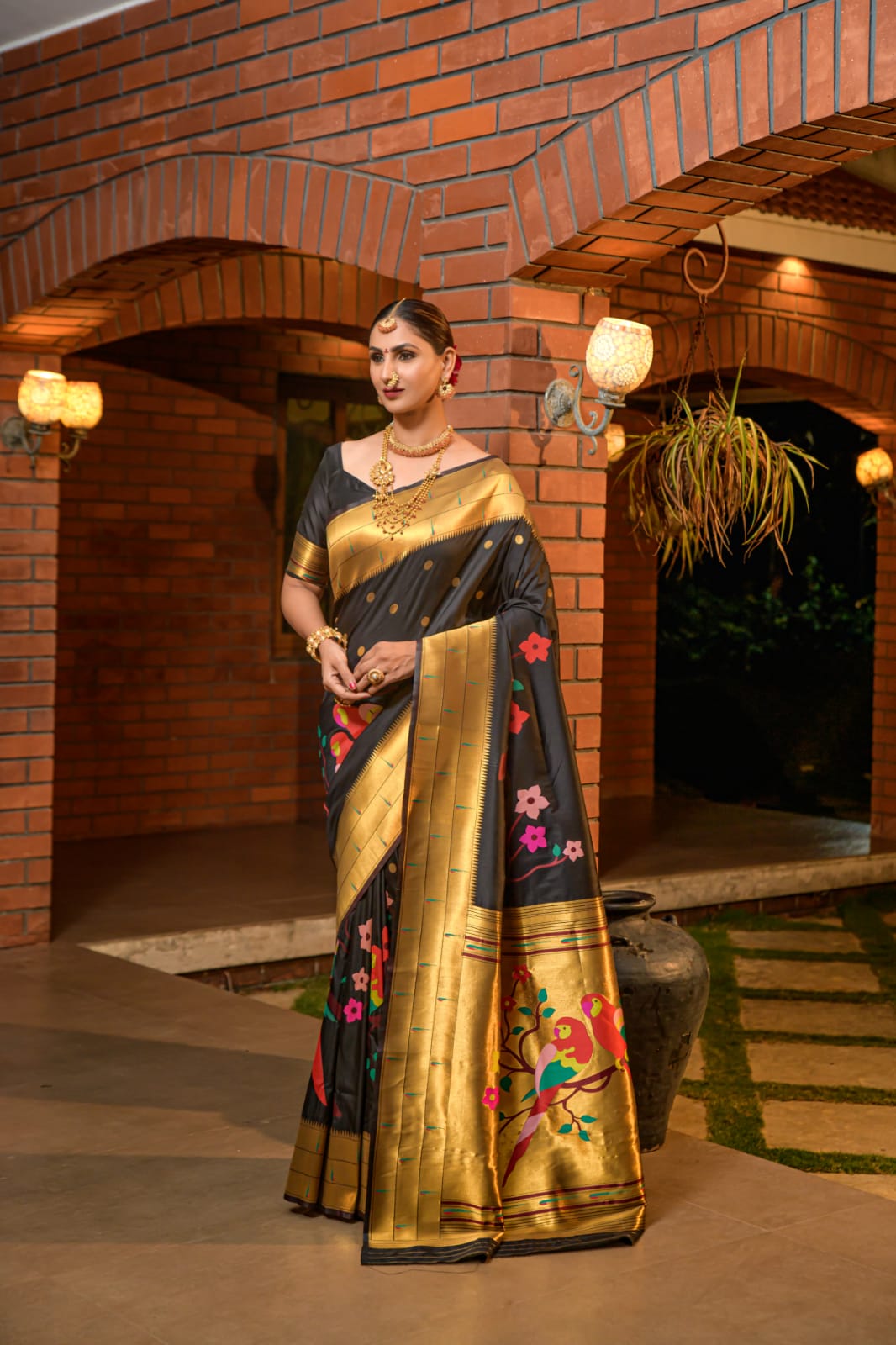 Charming Black Paithani Silk Saree With Stunner Blouse Piece