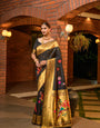 Charming Black Paithani Silk Saree With Stunner Blouse Piece