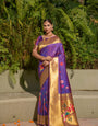 Most Flattering Purple Paithani Silk Saree With Stunner Blouse Piece