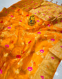 Inspiring Orange Organza Silk Saree With Ephemeral Blouse Piece