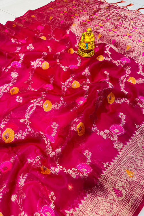 Load image into Gallery viewer, Prominent Purple Organza Silk Saree With Dissemble Blouse Piece
