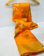 Dazzling Orange Organza Silk Saree with Adorning Blouse Piece