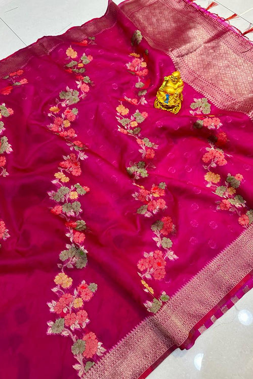 Load image into Gallery viewer, Breathtaking Wine Organza Silk Saree with Adorning Blouse Piece
