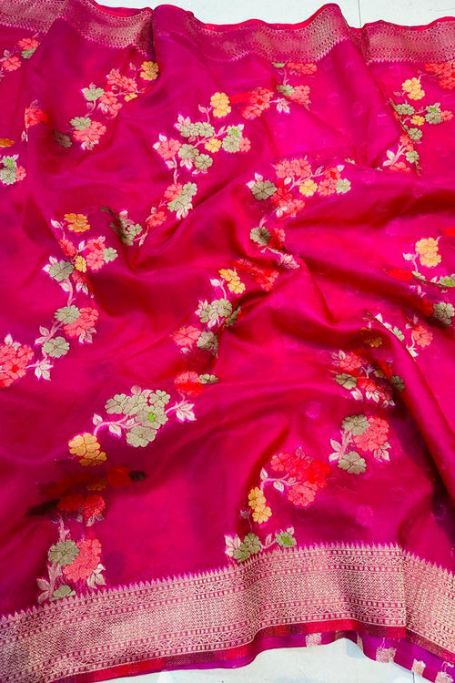 Load image into Gallery viewer, Breathtaking Wine Organza Silk Saree with Adorning Blouse Piece
