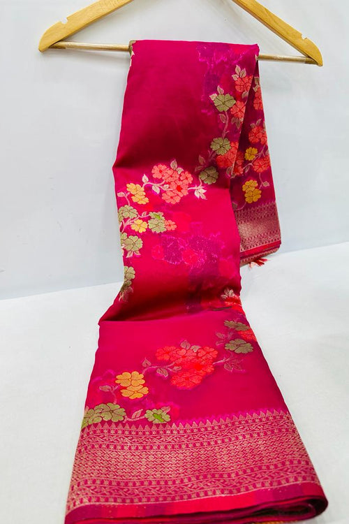 Load image into Gallery viewer, Breathtaking Wine Organza Silk Saree with Adorning Blouse Piece
