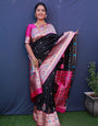 Surpassing Black Paithani Silk Saree With Classy Blouse Piece