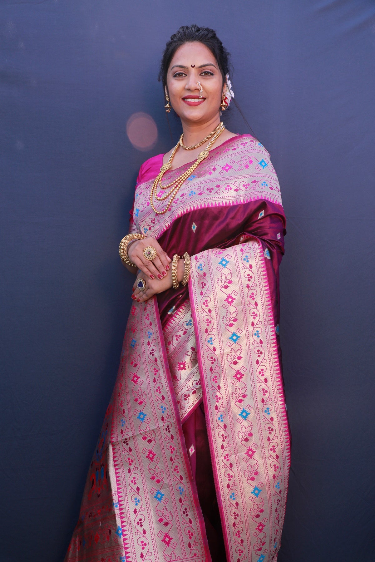 Demanding Purple Paithani Silk Saree With Classy Blouse Piece