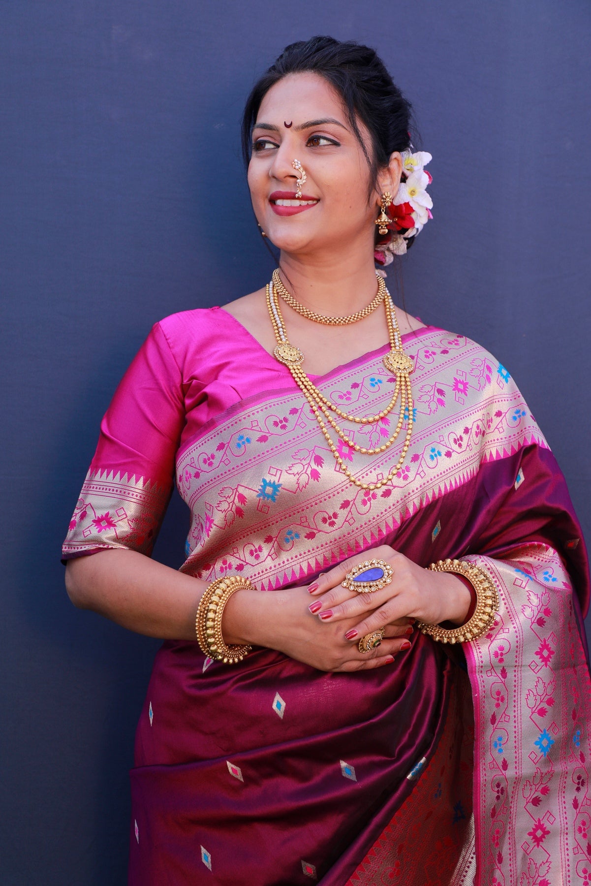 Demanding Purple Paithani Silk Saree With Classy Blouse Piece