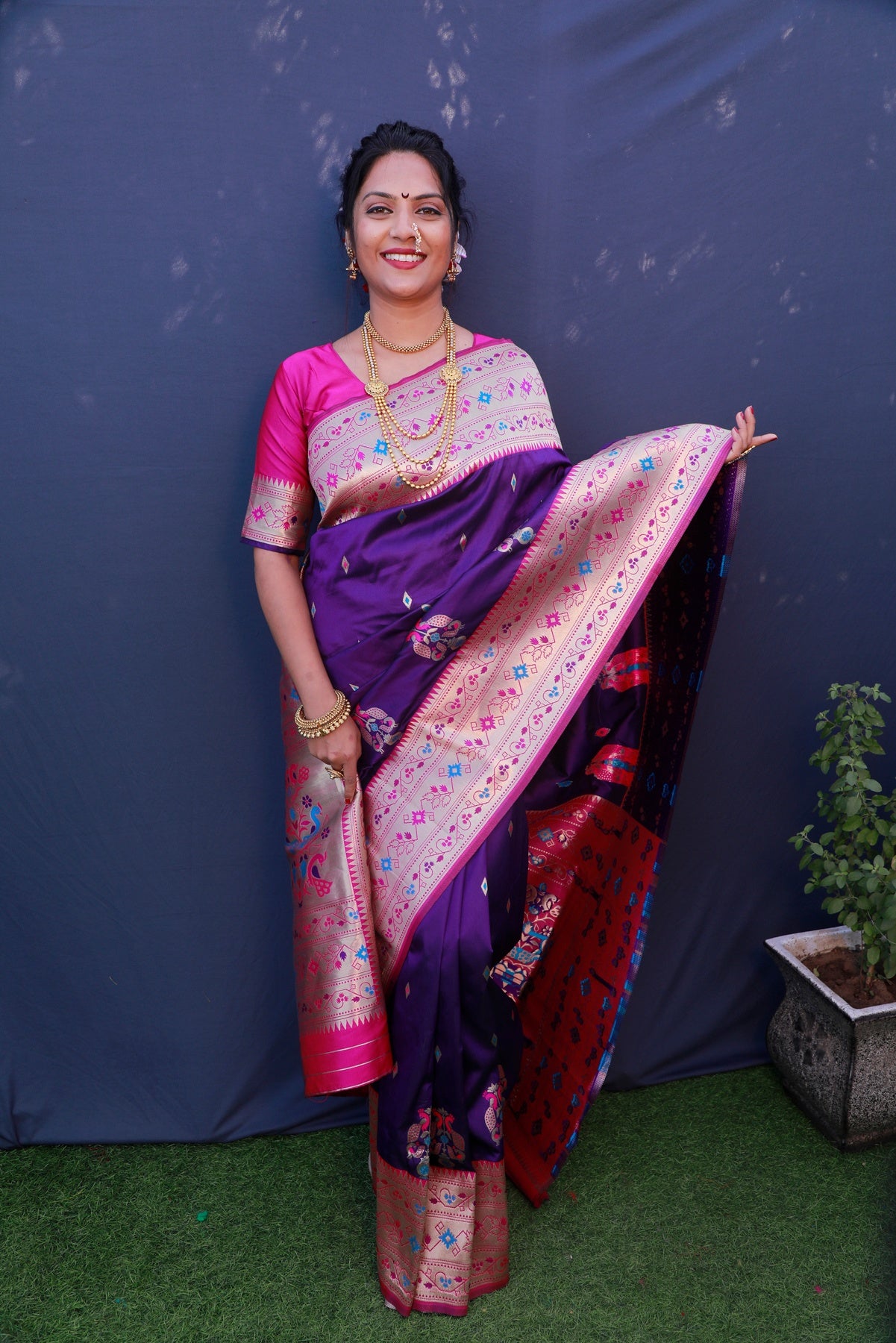 Charming Royal Blue Paithani Silk Saree With Classy Blouse Piece