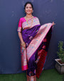 Charming Royal Blue Paithani Silk Saree With Classy Blouse Piece