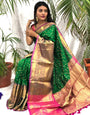Cynosure Green Banarasi Silk Saree With Rich Blouse Piece