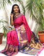 Desuetude Pink Banarasi Silk Saree With Rich Blouse Piece