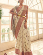 Cynosure Beige Banarasi Silk Saree With Lovely Blouse Piece