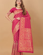 Pleasant Dark Pink Banarasi Silk Saree With Panoply Blouse Piece