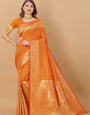Flameboyant Mustard Banarasi Silk Saree With Panoply Blouse Piece