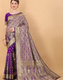 Blissful Purple Banarasi Silk Saree With Extraordinary Blouse Piece