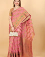 Preferable Pink Linen Silk With Stylish Blouse Piece