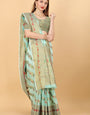 Mesmeric Sky Linen Silk With Stylish Blouse Piece