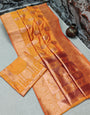 Wonderful Mustered Banarasi Silk Saree With Smashing Blouse Piece