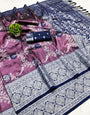 Deserving Purple  Kanjivaram Silk Saree With Snappy Blouse Piece