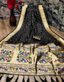 Capricious Black Paithani Silk Saree With Ethnic Blouse Piece
