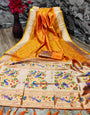 Charming Orange Paithani Silk Saree With Ethnic Blouse Piece