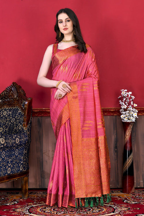 Load image into Gallery viewer, Adorable Pink Soft Banarasi Silk Saree With Incomparable Blouse Piece
