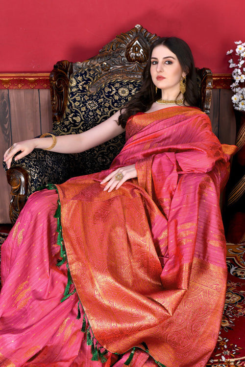 Load image into Gallery viewer, Adorable Pink Soft Banarasi Silk Saree With Incomparable Blouse Piece
