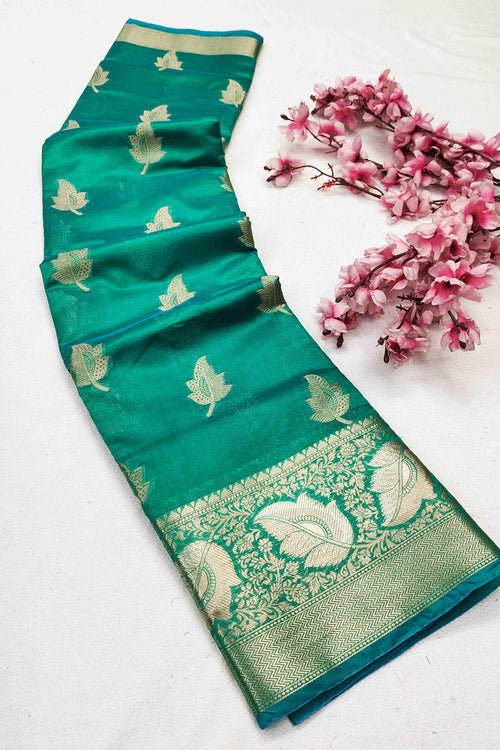 Load image into Gallery viewer, Staring Rama Organza Silk Saree With Redolent Blouse Piece
