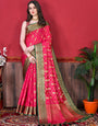 Intricate Dark Pink Banarasi Silk Saree With Classic Blouse Piece