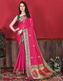 Gorgeous Dark Pink Paithani Silk Saree With Twirling Blouse Piece