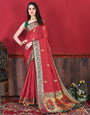 Jazzy Red Paithani Silk Saree With Ethnic Blouse Piece
