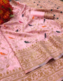 Precious Pink Soft Banarasi Silk Saree With Panoply Blouse Piece
