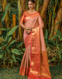 Energetic Pink Soft Banarasi Silk Saree With Bewitching Blouse Piece