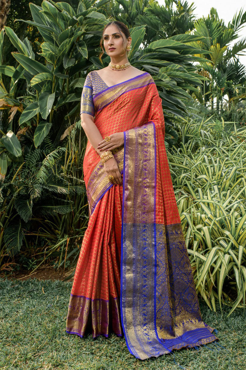 Sizzling Purple Soft Banarasi Silk Saree With Bewitching Blouse Piece