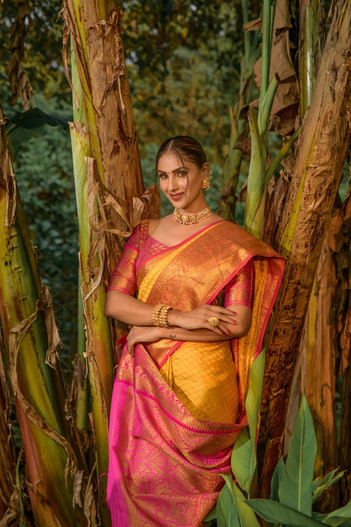 Load image into Gallery viewer, Sensational Yellow Soft Banarasi Silk Saree With Bewitching Blouse Piece
