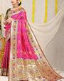 Enchanting Dark Pink Paithani Silk Saree With Flaunt Blouse Piece