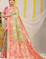 Glittering Green Paithani Silk Saree With Wonderful Blouse Piece