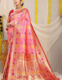 Woebegone Peach Paithani Silk Saree With Exquisite Blouse Piece