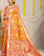 Delectable Yellow Paithani Silk Saree With Eloquence Blouse Piece