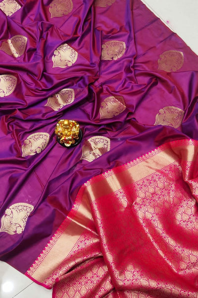 Surpassing Purple Banarasi Silk Saree With Radiant Blouse Piece