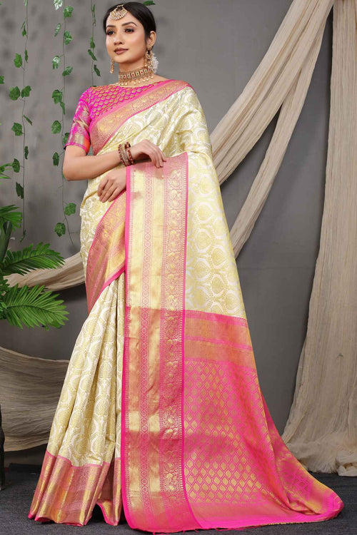 Load image into Gallery viewer, Classy Beige Soft Banarasi Silk Saree With Divine Blouse Piece
