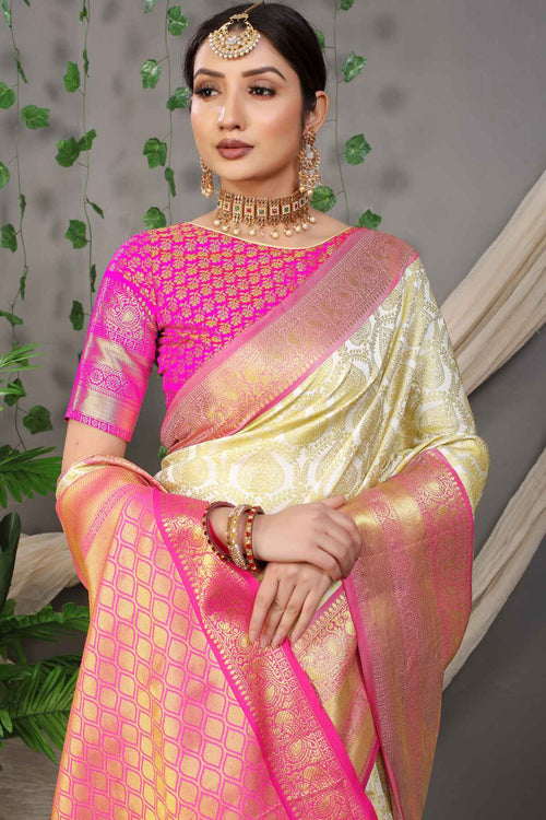 Load image into Gallery viewer, Classy Beige Soft Banarasi Silk Saree With Divine Blouse Piece
