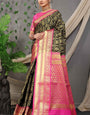 Attractive Black Soft Banarasi Silk Saree With Divine Blouse Piece