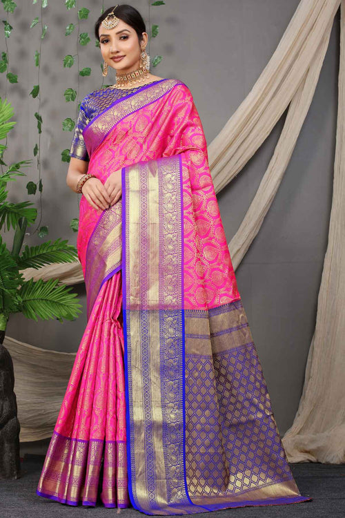 Load image into Gallery viewer, Phenomenal Dark Pink Soft Banarasi Silk Saree With Divine Blouse Piece
