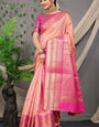 Jazzy Pink Soft Banarasi Silk Saree With Divine Blouse Piece
